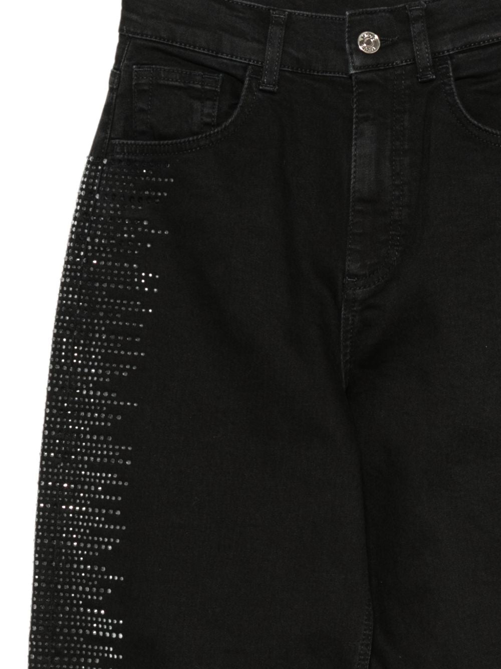 LIUJO Jeans neri a vita alta con gamba barrel e tasche 