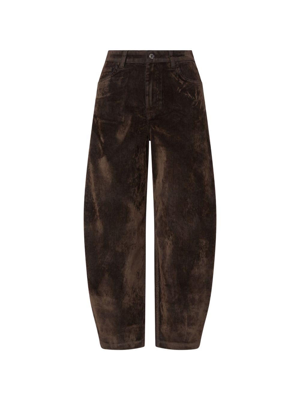LIUJO Pantaloni barrel marroni in suede 