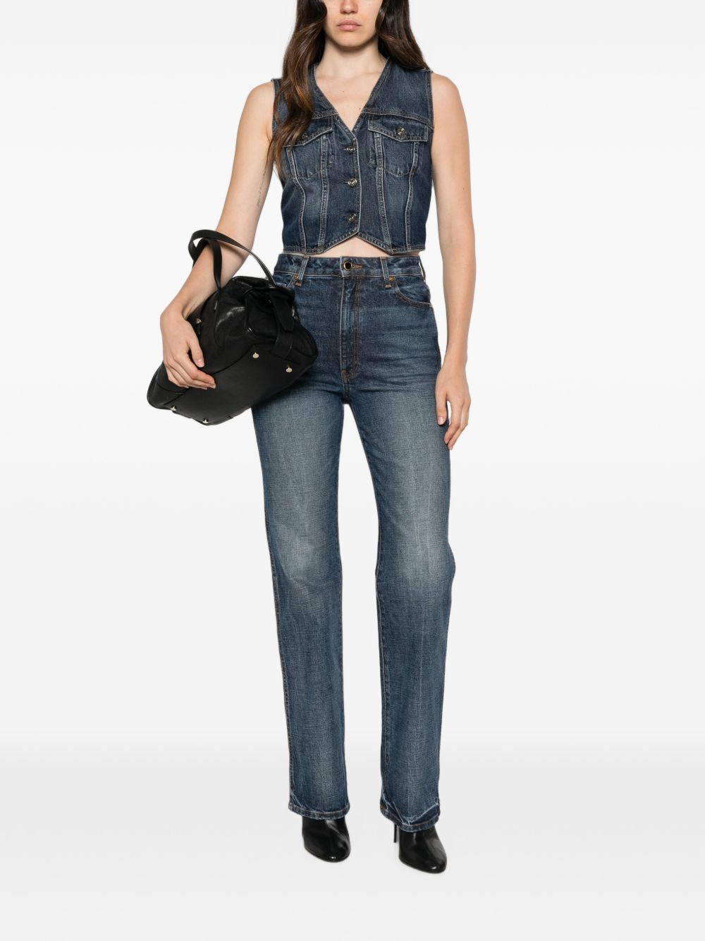 LIUJO Gilet in denim con tasche sul petto 