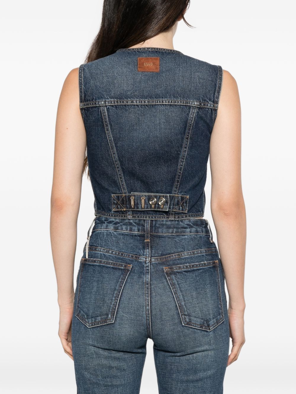 LIUJO Gilet in denim con tasche sul petto 
