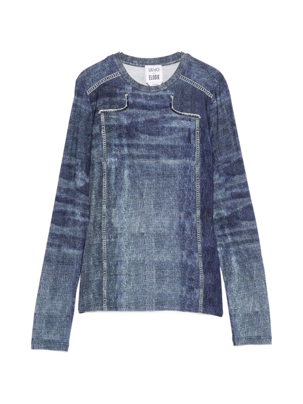 LIUJO T-shirt Elodie a maniche lunghe con stampa denim 