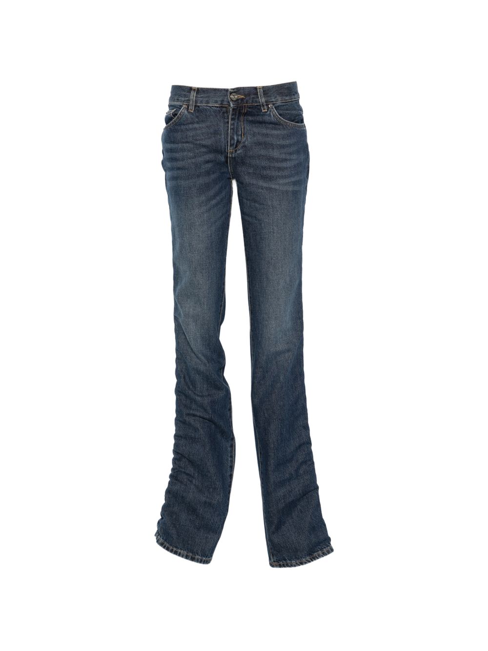 LIUJO Jeans blu con drappeggi larterali sulla gamba 