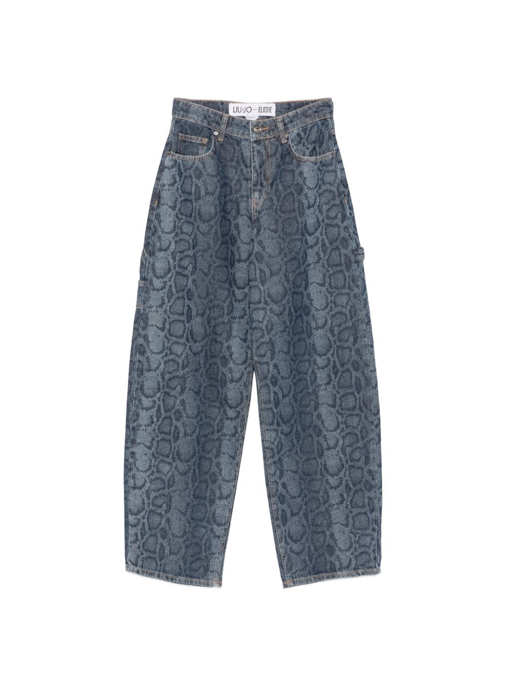LIUJO Jeans Barrel blu con texture pitonata e tasche 