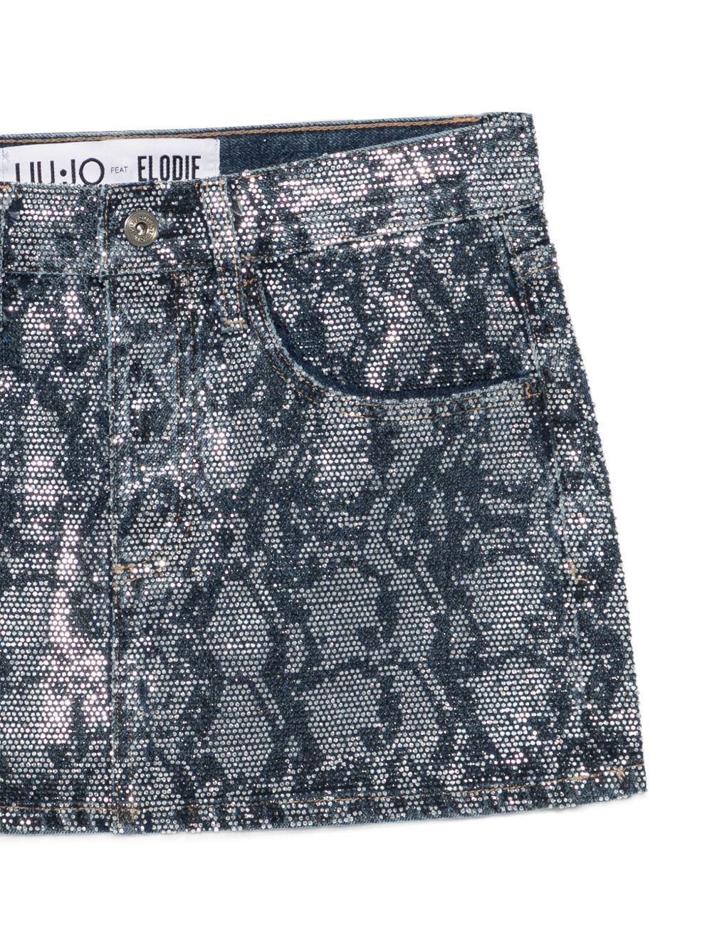 LIUJO Mini gonna blu con stampa pitonata lucida 