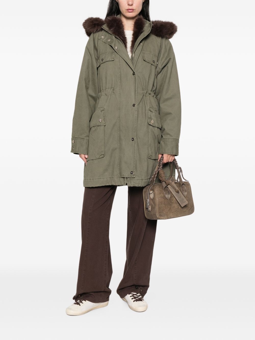 LIUJO Parka verde oliva con tasche e cappuccio 