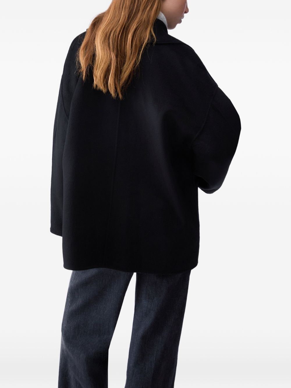 LIUJO Cappotto corto nero in lana con cintura in vita 