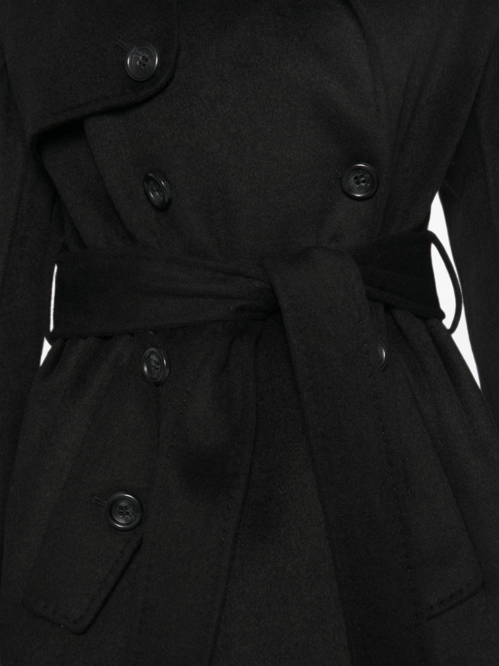 LIUJO Cappotto lungo nero in lana con cintura in vita 