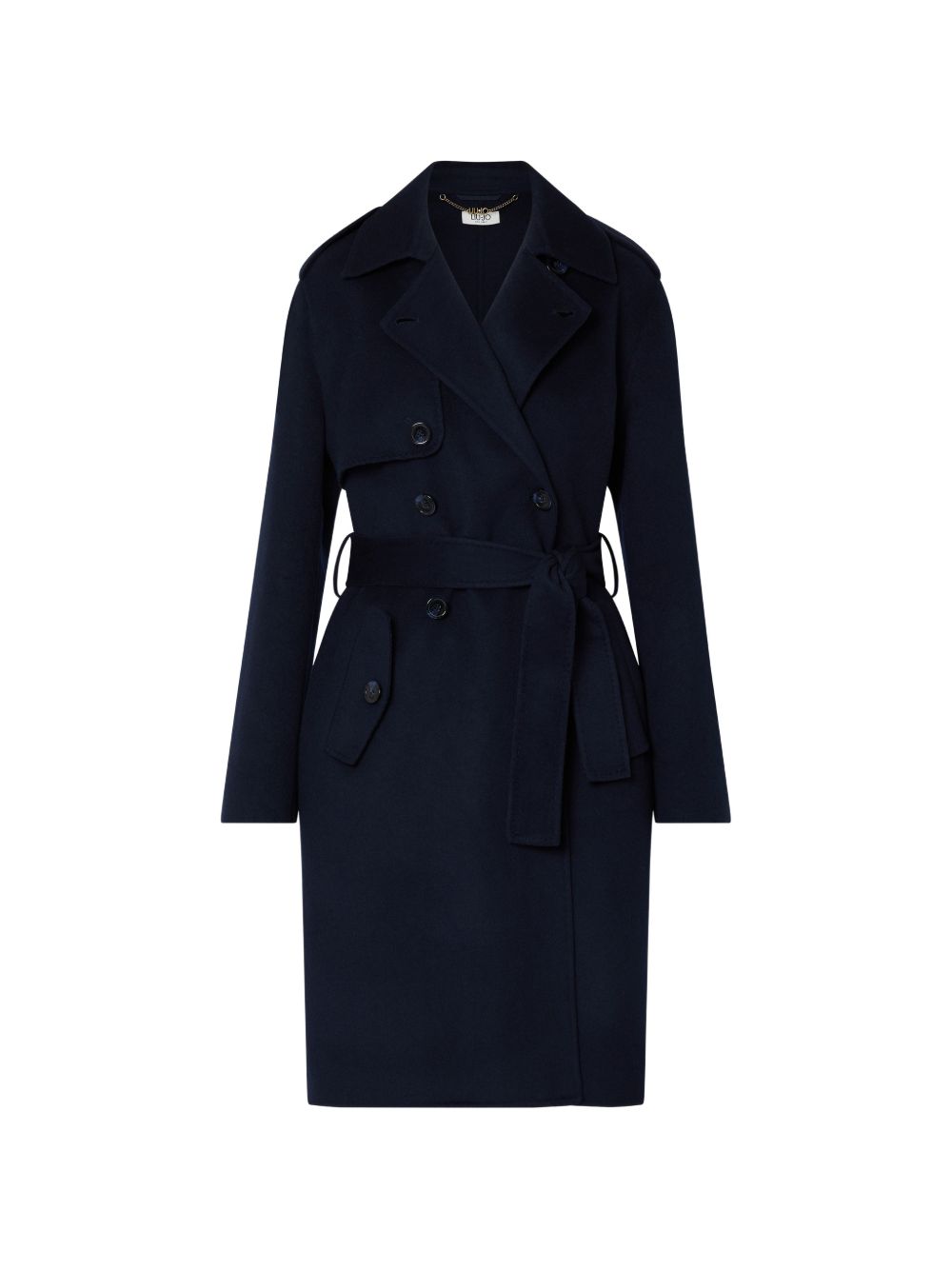 LIUJO Cappotto nero in lana con silhouette avvitata 