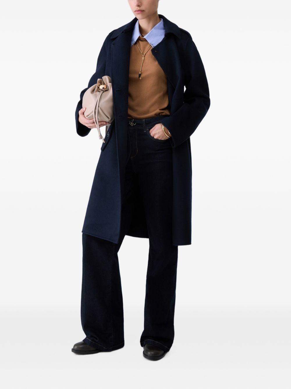 LIUJO Cappotto nero in lana con silhouette avvitata 