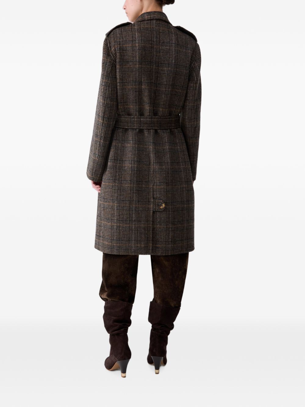 LIUJO Cappotto in lana tartan con silhouette avvitata e cintura in vita 