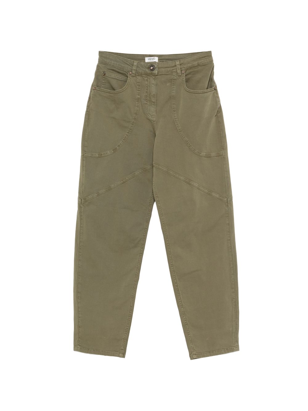 LIUJO Pantaloni verdi in cotone con tasche 