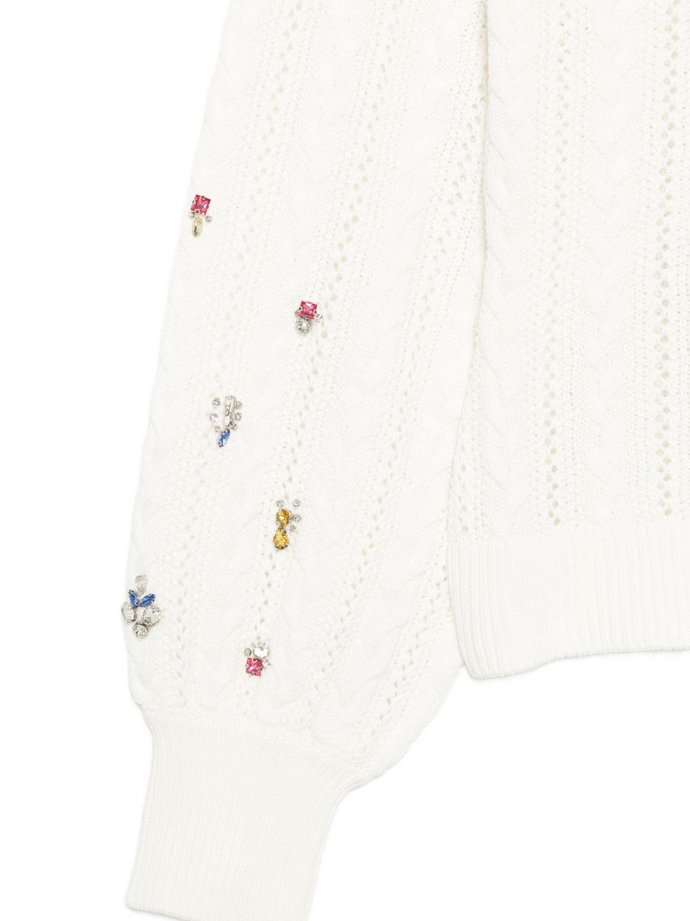 LIUJO Maglia bianca in misto lana con charm sulle maniche a palloncino 