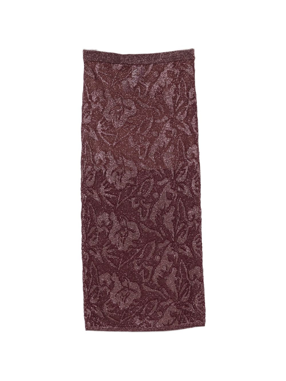 LIUJO Gonna midi viola in cotone con texture floreale 