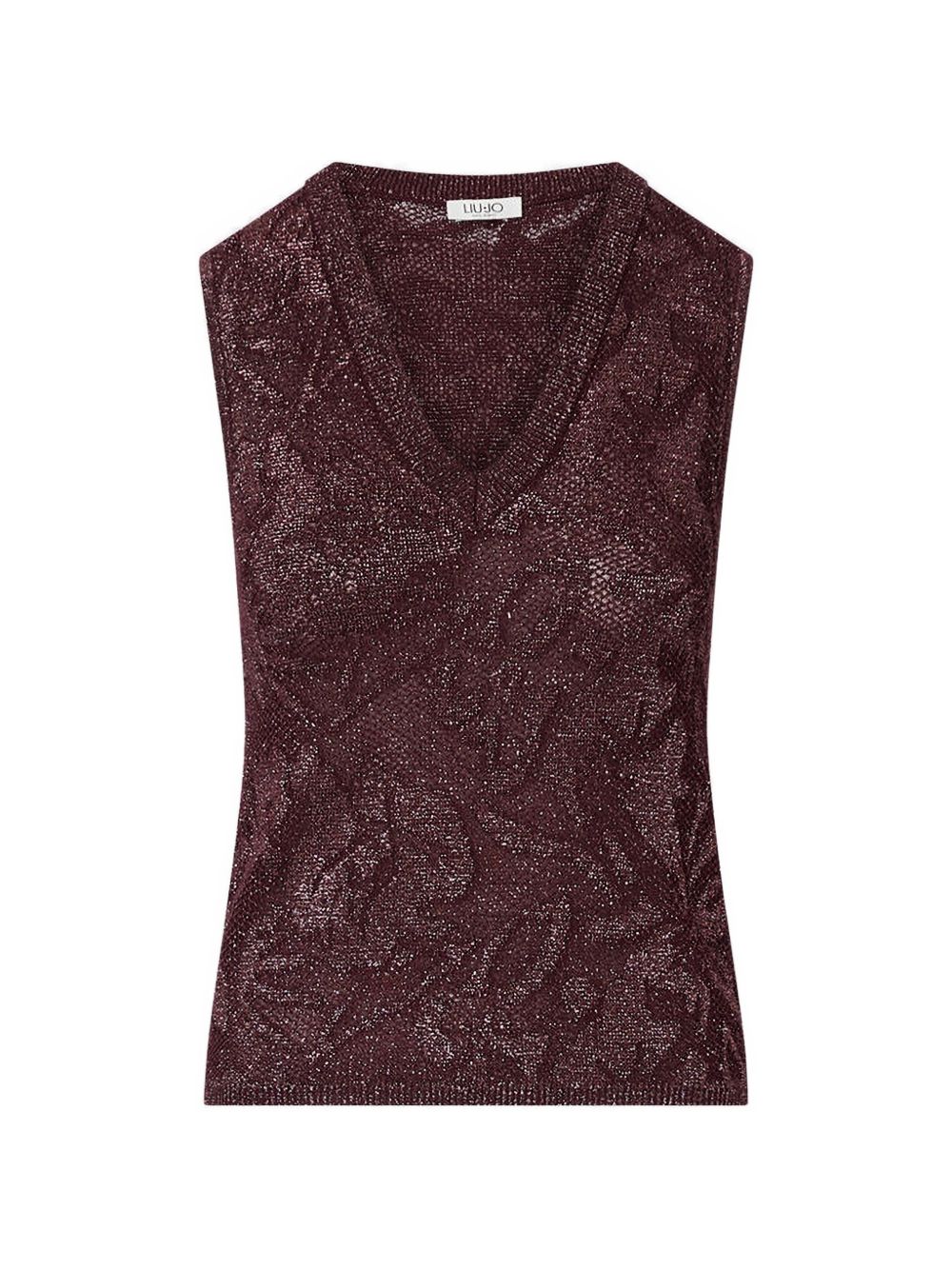 LIUJO Top viola senza maniche con scollo a V in cotone e strass 