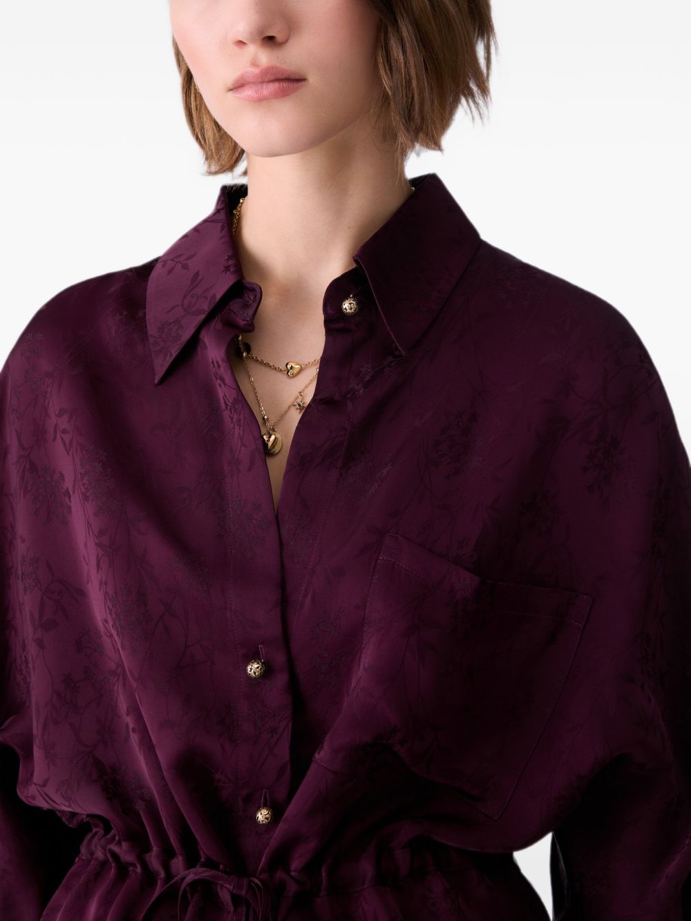 LIUJO Camicia viola con decorazioni floreali 