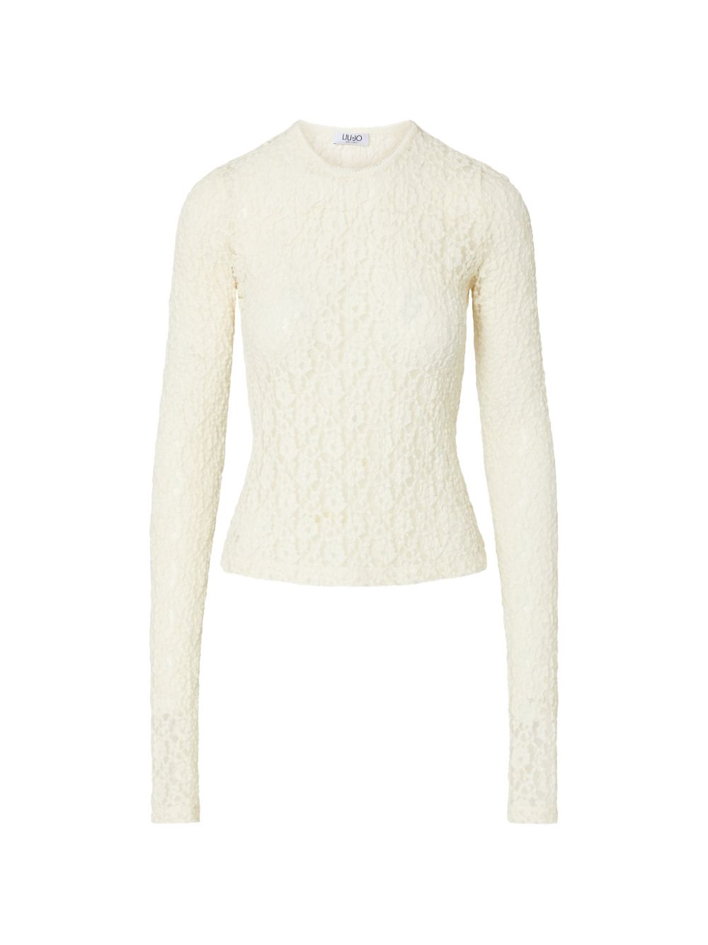 LIUJO Maglia bianca in cotone ricamata in pizzo 