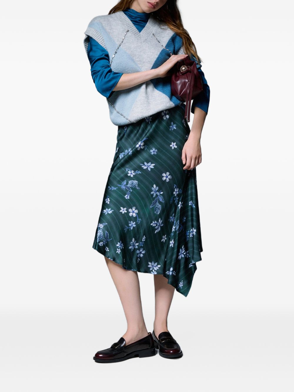 LIUJO Gilet blu a rombi con strass 
