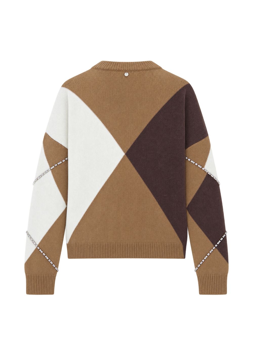 LIUJO Maglia marrone girocollo a rombi con strass 