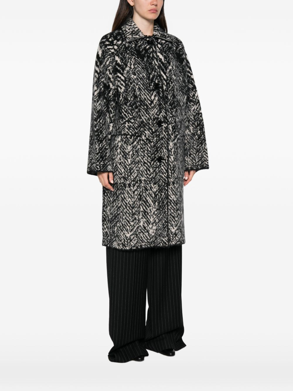LIUJO Cappotto lungo grigio effetto spigato 