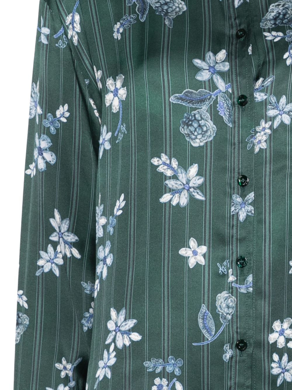 LIUJO Camicia verde a maniche lunghe con stampa floreale 
