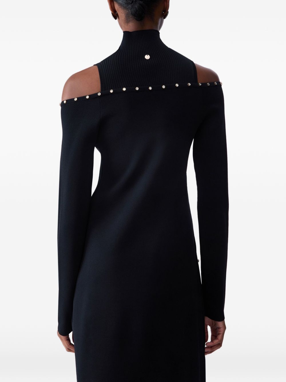 LIUJO Abito corto nero con dettagli cut-out e strass perimetrali 