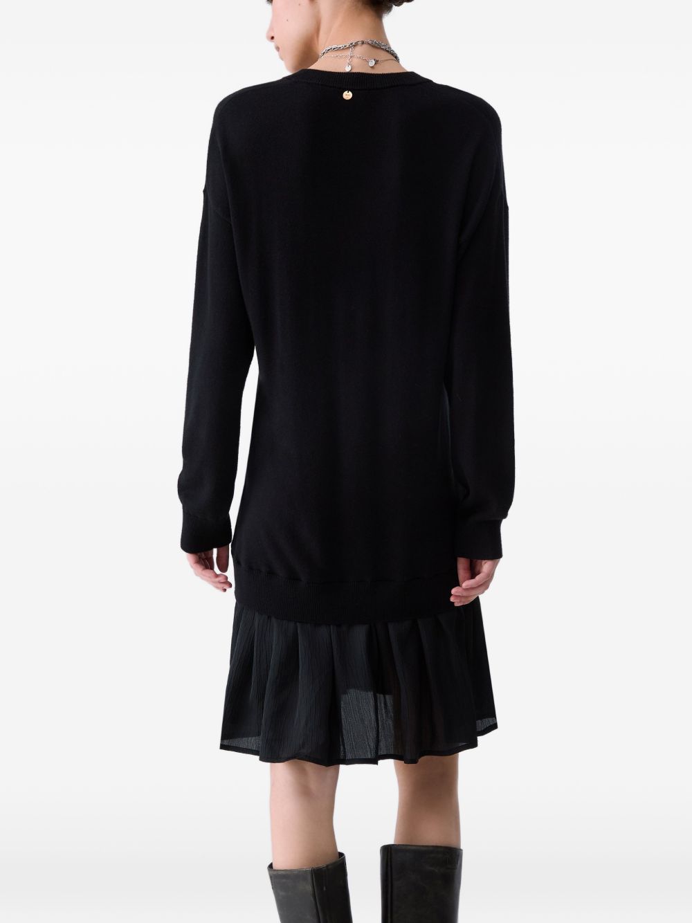 LIUJO Abito corto in maglia nero con rombi rosa 