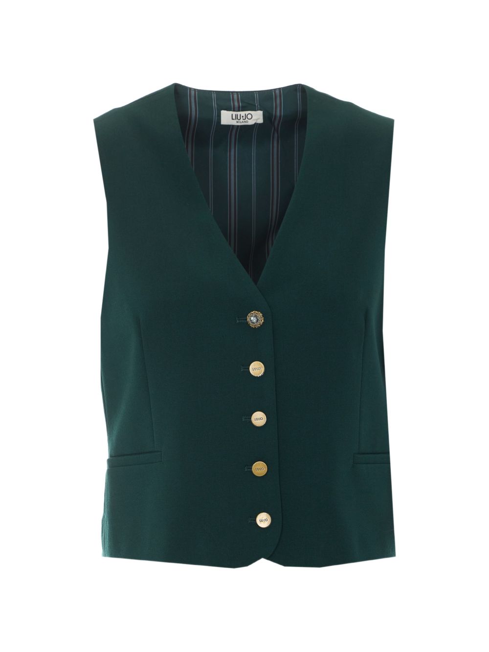 LIUJO Gilet verde con bottoni dorati 
