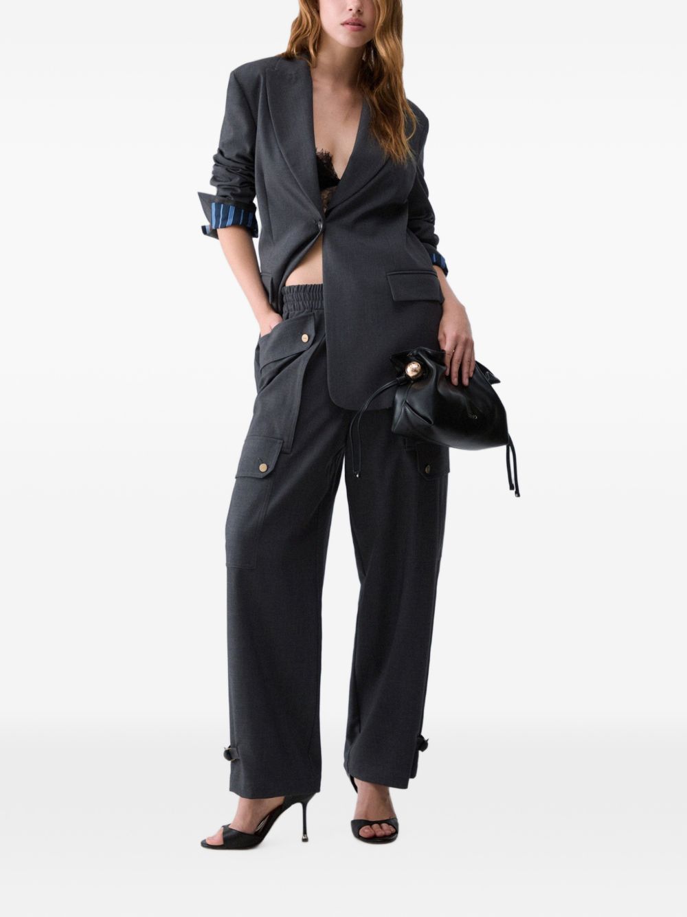 LIUJO Pantaloni casual in tessuto morbido con tasche e cintura 