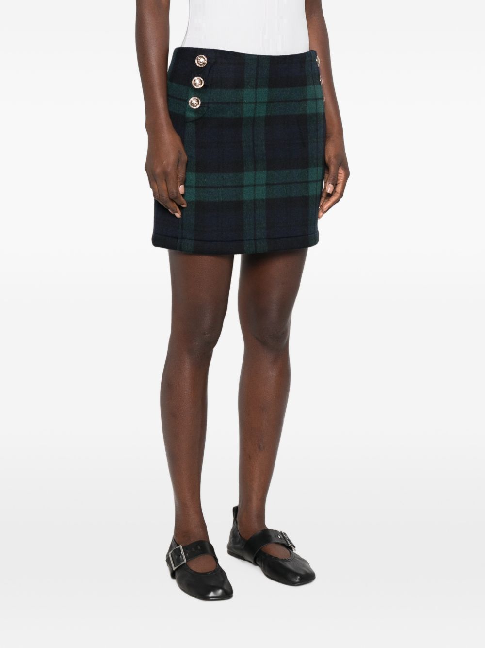 LIUJO Minigonna in tartan scozzese blu e verde 