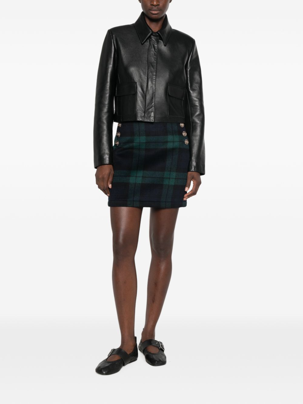 LIUJO Minigonna in tartan scozzese blu e verde 
