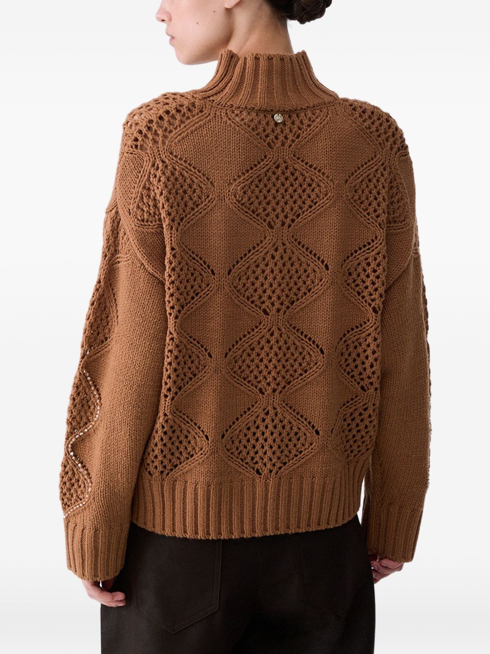 LIUJO Maglia senape a collo alto in crochet 