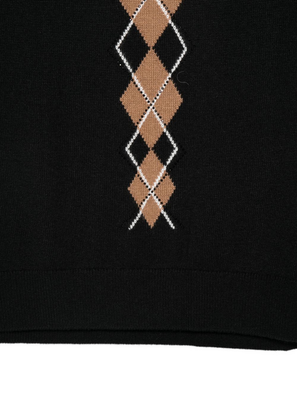 LIUJO Maglia nera senza maniche con scollo a V e motivo a rombi 