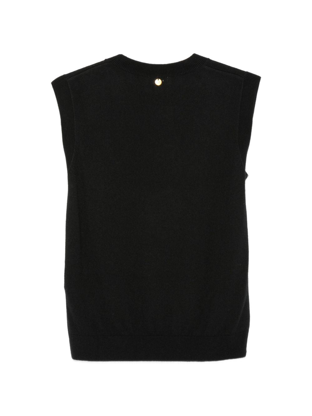 LIUJO Maglia nera senza maniche con scollo a V e motivo a rombi 