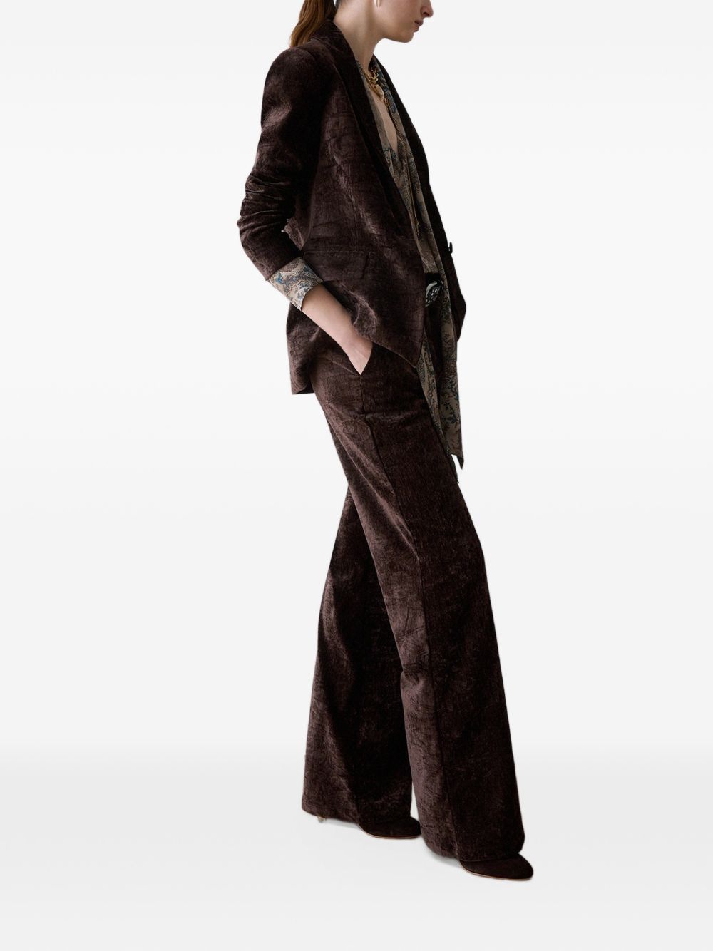 LIUJO Pantaloni a palazzo in velluto marrone 