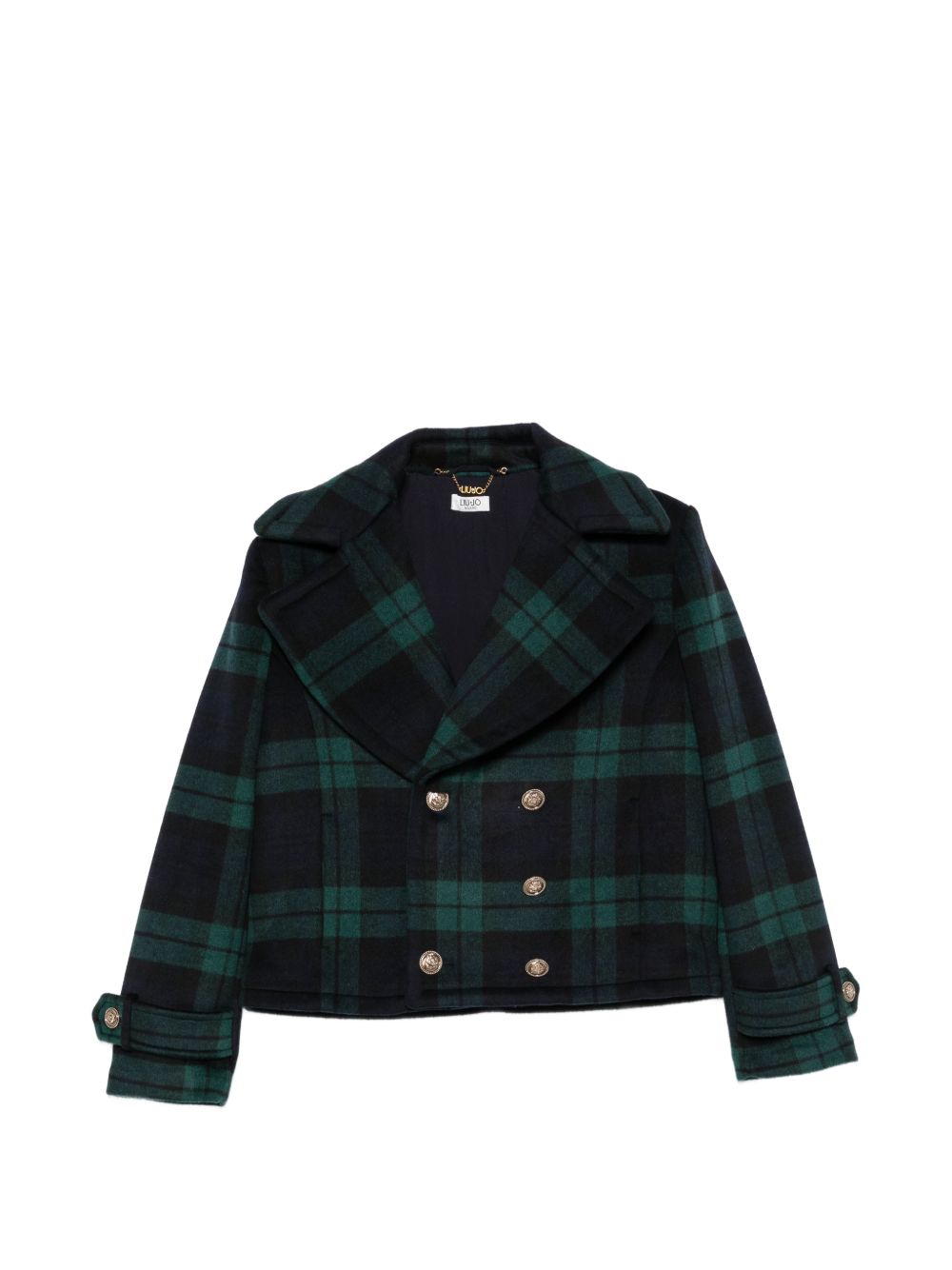 LIUJO Cappotto corto in tartan scozzese verde 