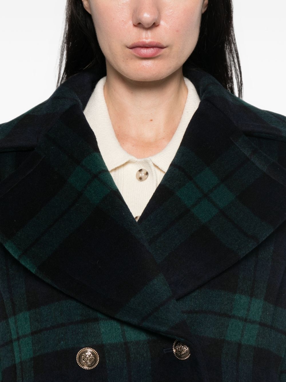 LIUJO Cappotto corto in tartan scozzese verde 