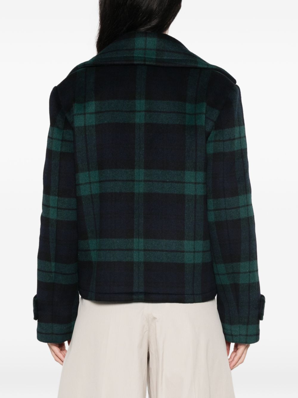 LIUJO Cappotto corto in tartan scozzese verde 