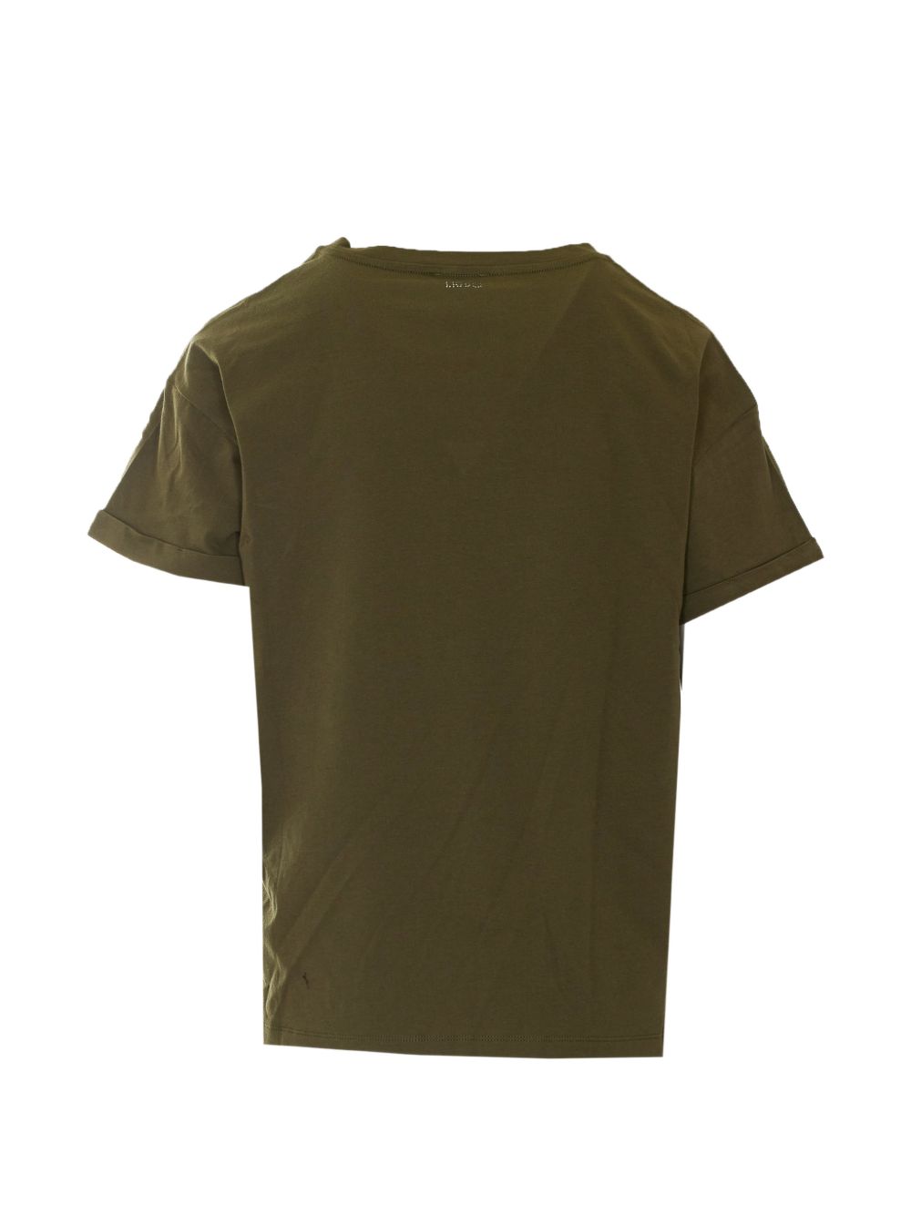 LIUJO T-shirt verde militare a maniche corte con strass 
