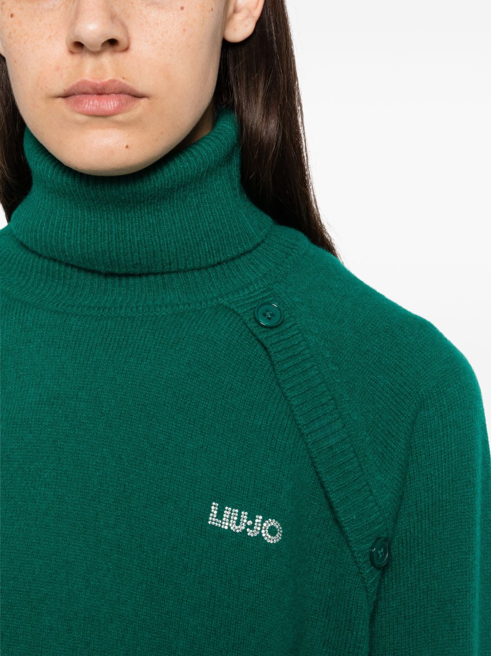LIUJO Maglia verde menta a collo alto in lana 