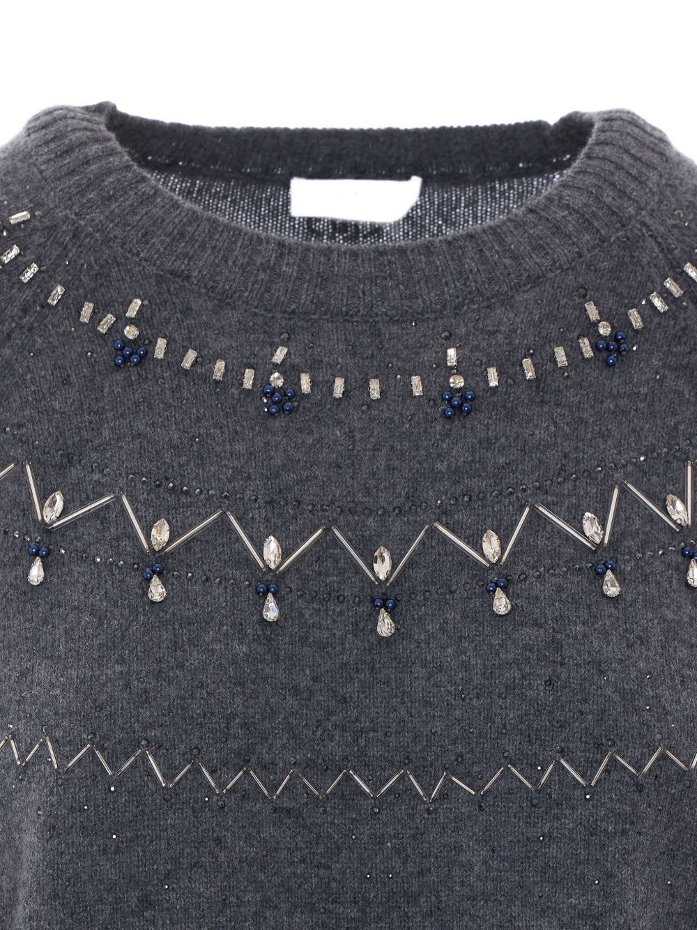 LIUJO Maglia grigia in lana con strass 