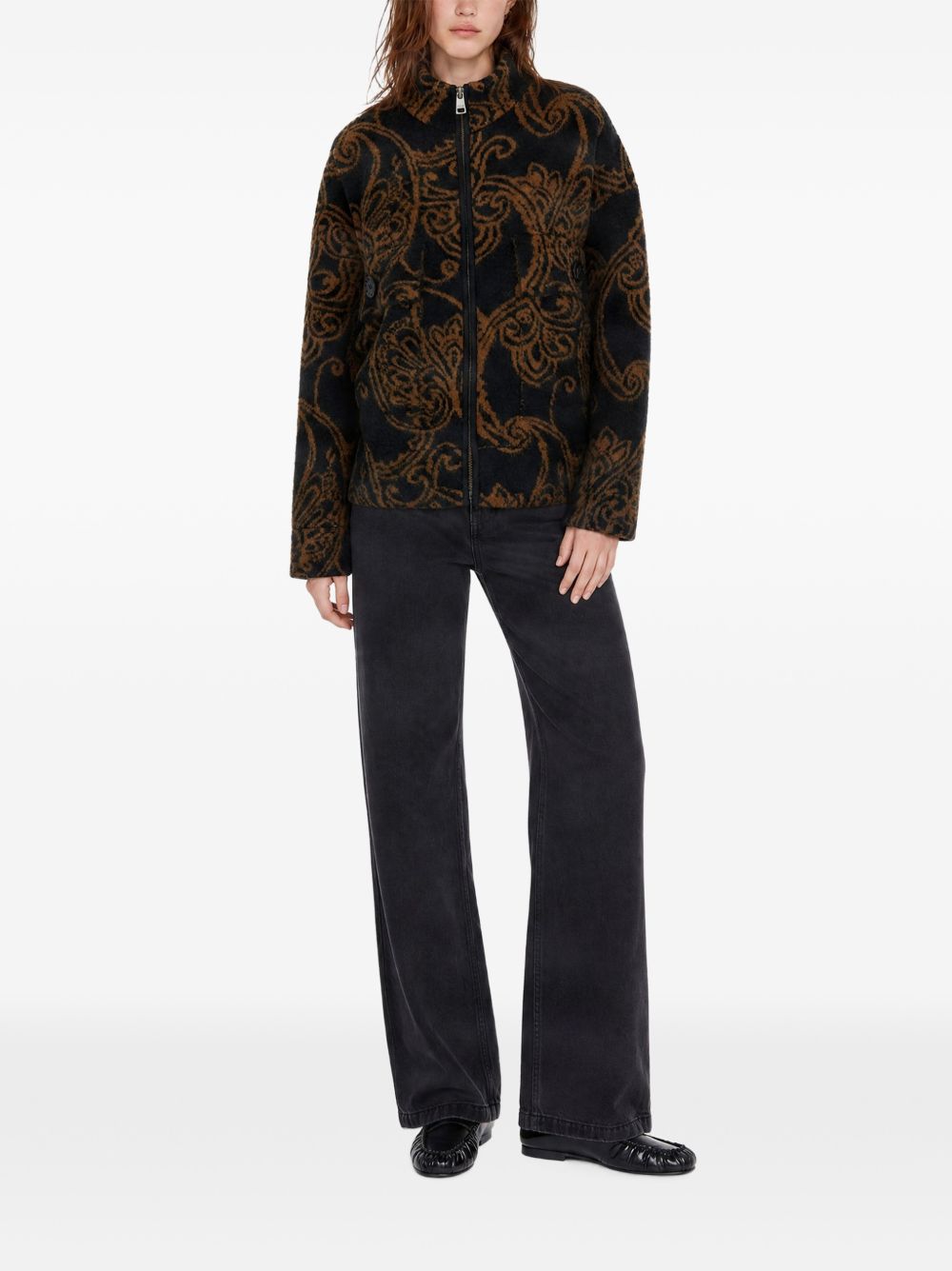 LIUJO Giacca bomber in paillettes con texture floreale firmata 