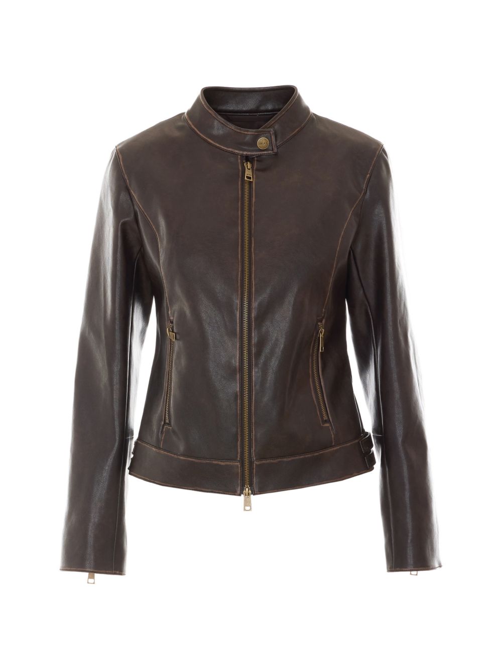 LIUJO Giacca slim marrone in ecopelle 