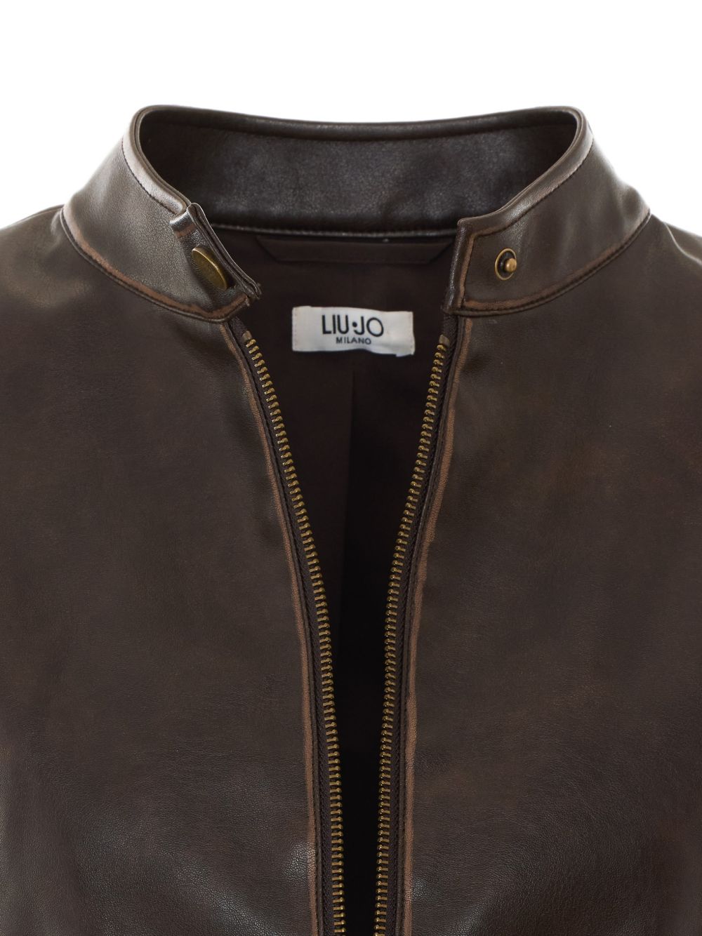 LIUJO Giacca slim marrone in ecopelle 