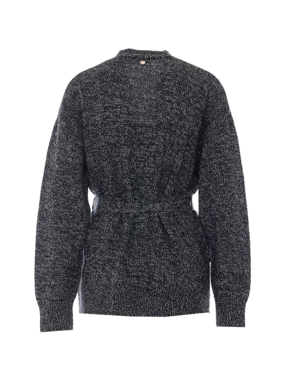 LIUJO Cardigan grigio in maglia con cintura 