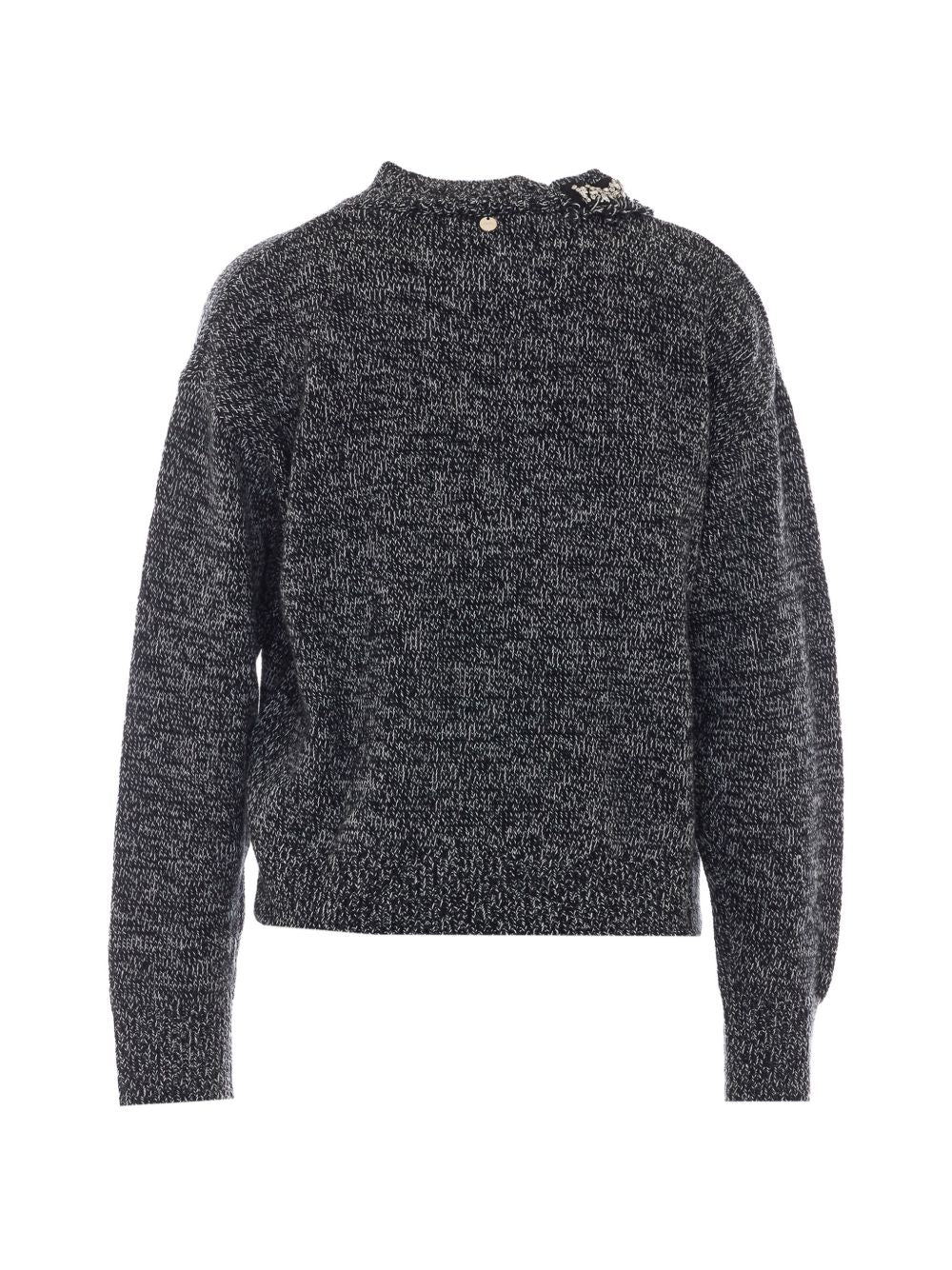 LIUJO Maglia girocollo grigia con strass 