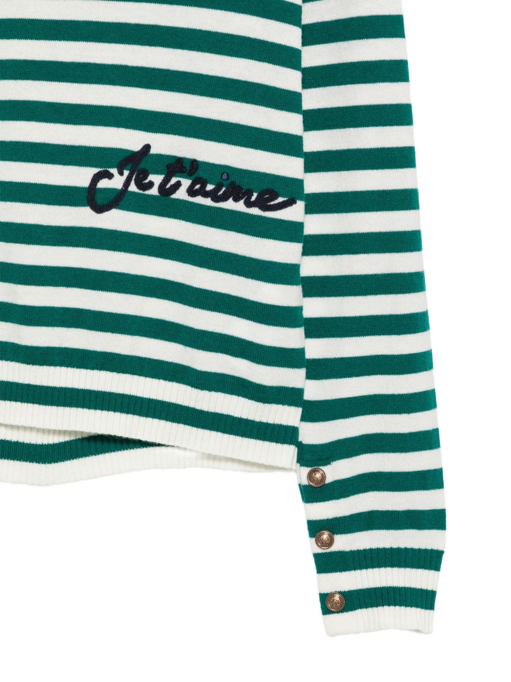 LIUJO Maglia J'ai T'aime a collo alto con righe verdi 