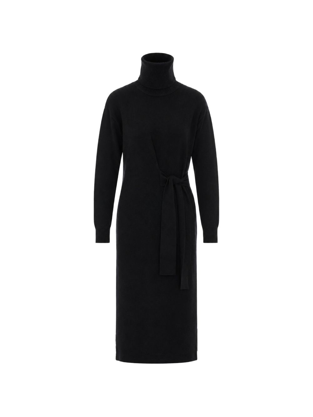 LIUJO Abito midi in maglia nera a collo alto 