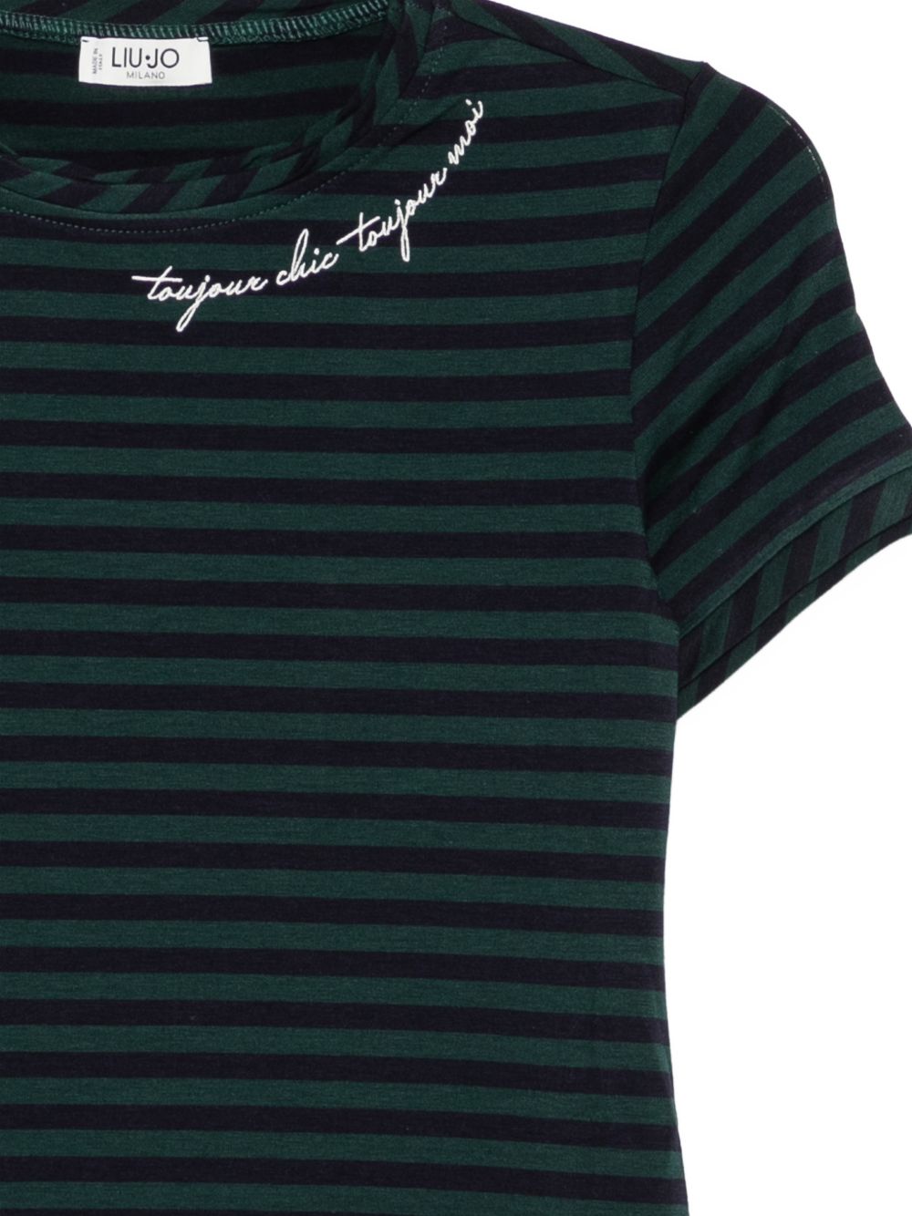 LIUJO T-shirt a righe blu e verdi a maniche corte 