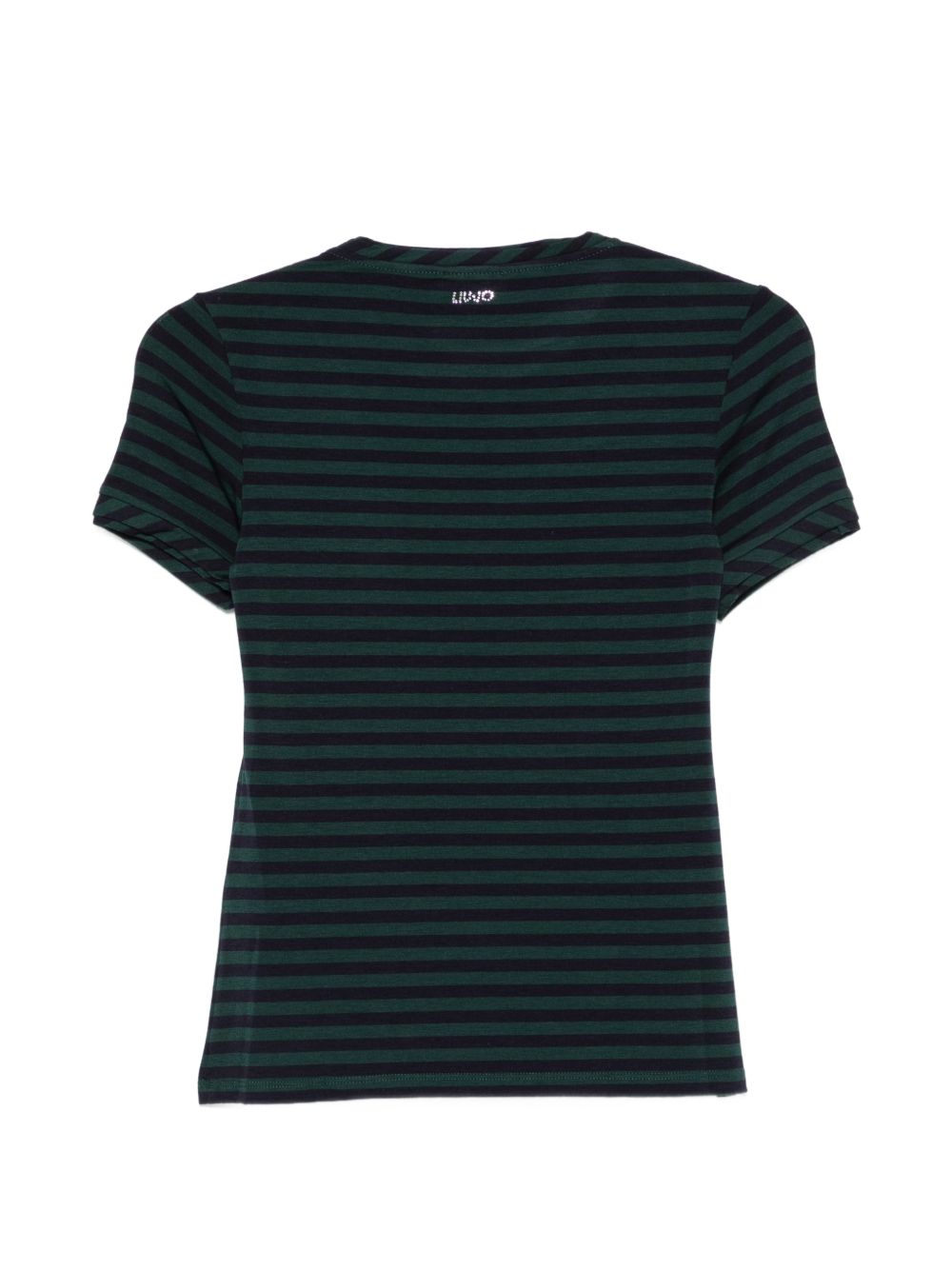LIUJO T-shirt a righe blu e verdi a maniche corte 