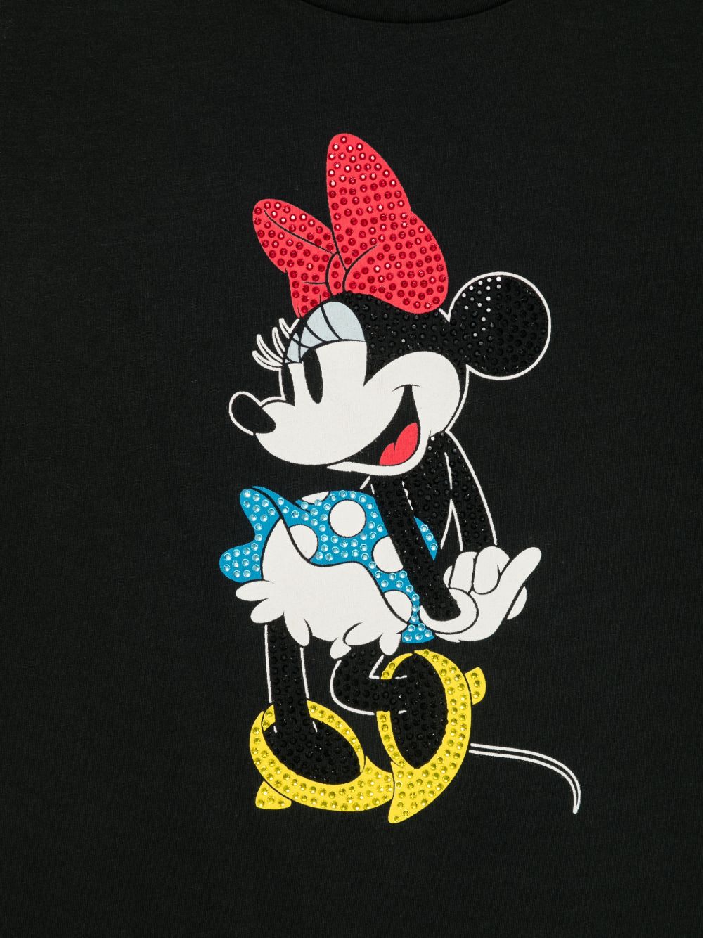 LIUJO T-shirt nera in cotone con stampa Minnie 